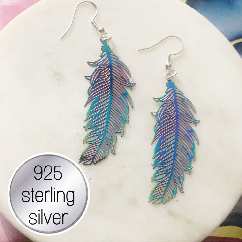 925 sterling silver  Feather Earrings